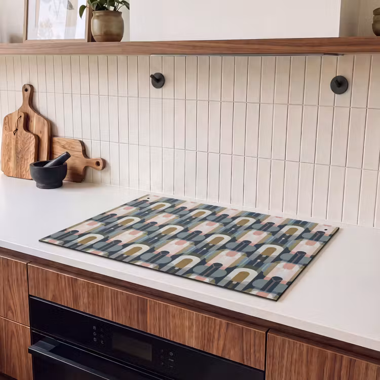 2-in-1 Herdabdeckplatte & Spritzschutz - Geografisch - Modern - Farbenfroh - Geografisch - Modern - Kleurrijk Inductie beschemer met haakjes klein 777