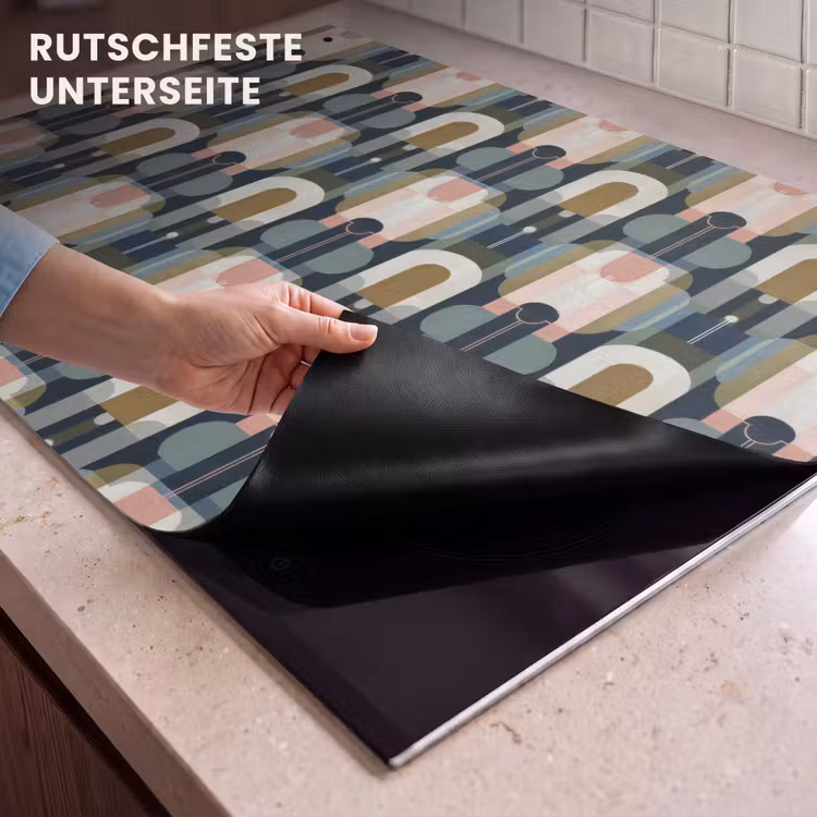 2-in-1 Herdabdeckplatte & Spritzschutz - Geografisch - Modern - Farbenfroh - Geografisch - Modern - Kleurrijk Inductie beschemer met haakjes klein 777