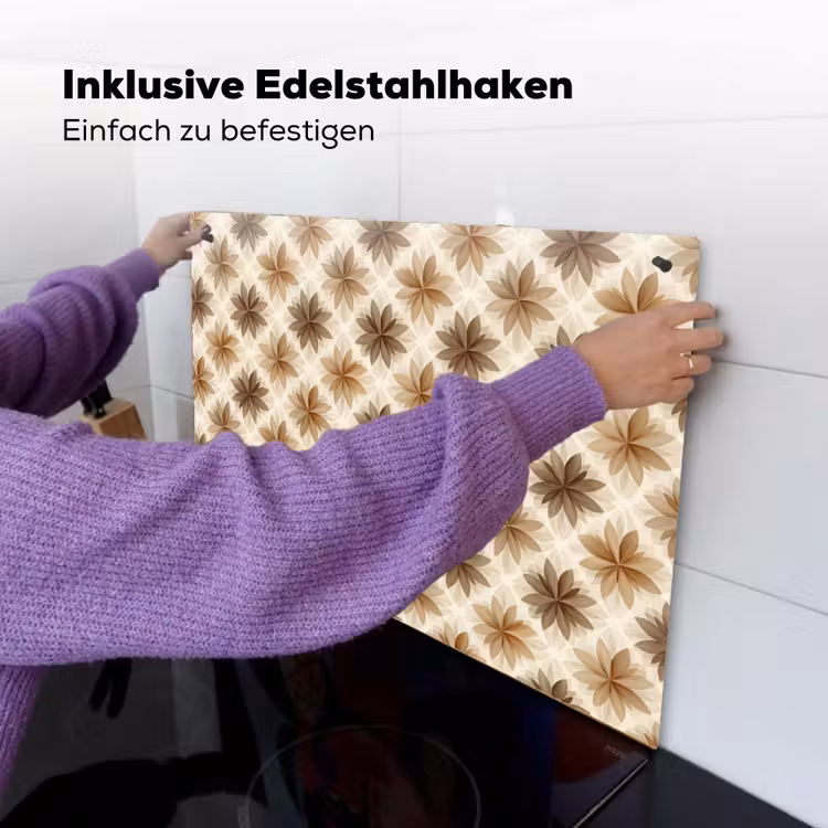 Geografisch - Patroon - Bruin Inductie beschemer met haakjes klein 777 -ky-ophangen-de