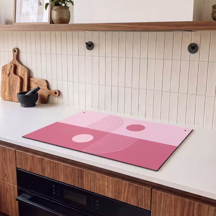 Geometrie - Patroon - Abstract - Roze - Modern Inductie beschemer met haakjes klein -sfeer1
