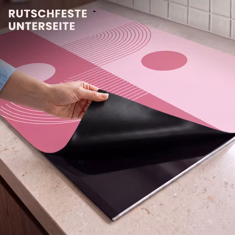 Geometrie - Patroon - Abstract - Roze - Modern Inductie beschemer met haakjes klein -ky-onderkant-de