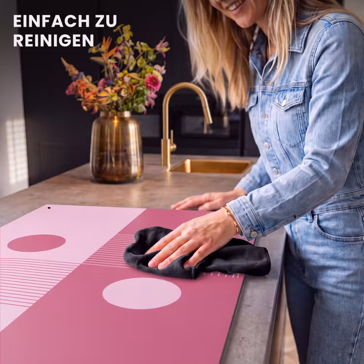 Geometrie - Patroon - Abstract - Roze - Modern Inductie beschemer met haakjes klein -ky-schoon-de