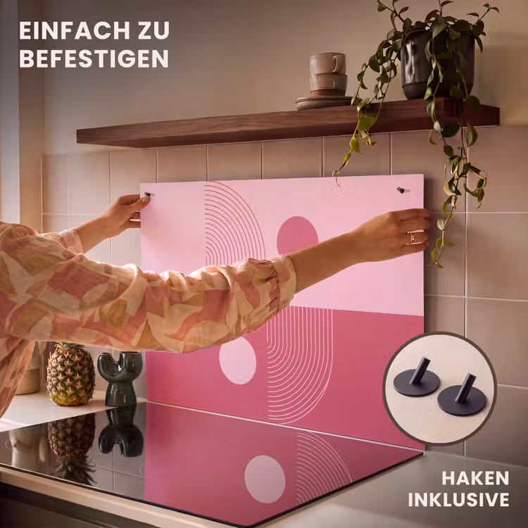 Geometrie - Patroon - Abstract - Roze - Modern Inductie beschemer met haakjes klein -ky-ophangen-de
