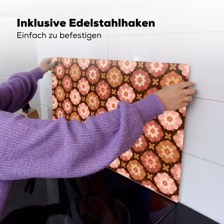 Geometrisch - Bloemen - Kleurrijk Inductie beschemer met haakjes klein 777 -ky-ophangen-de
