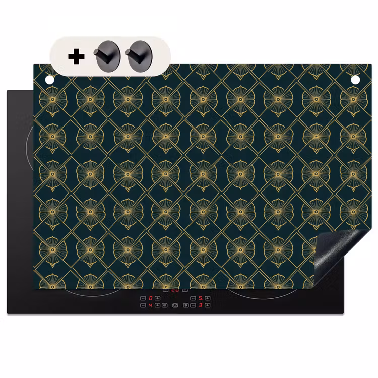 2-in-1 Herdabdeckplatte & Spritzschutz - Geometrisch - Elegant - Grün - Geometrisch - Elegant - Groen Inductie beschemer met haakjes klein 777