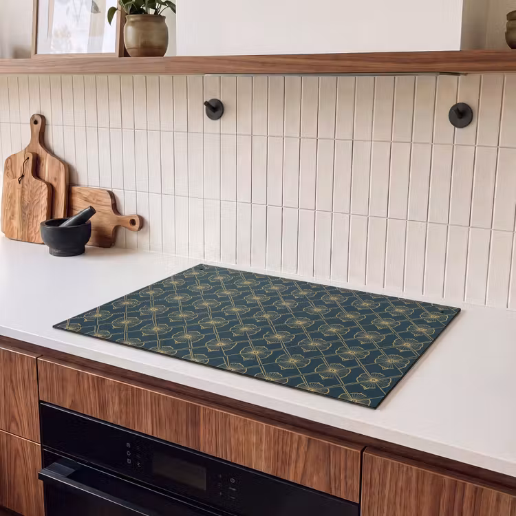 2-in-1 Herdabdeckplatte & Spritzschutz - Geometrisch - Elegant - Grün - Geometrisch - Elegant - Groen Inductie beschemer met haakjes klein 777