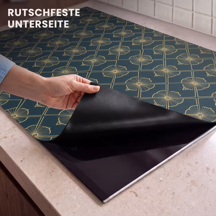 2-in-1 Herdabdeckplatte & Spritzschutz - Geometrisch - Elegant - Grün - Geometrisch - Elegant - Groen Inductie beschemer met haakjes klein 777