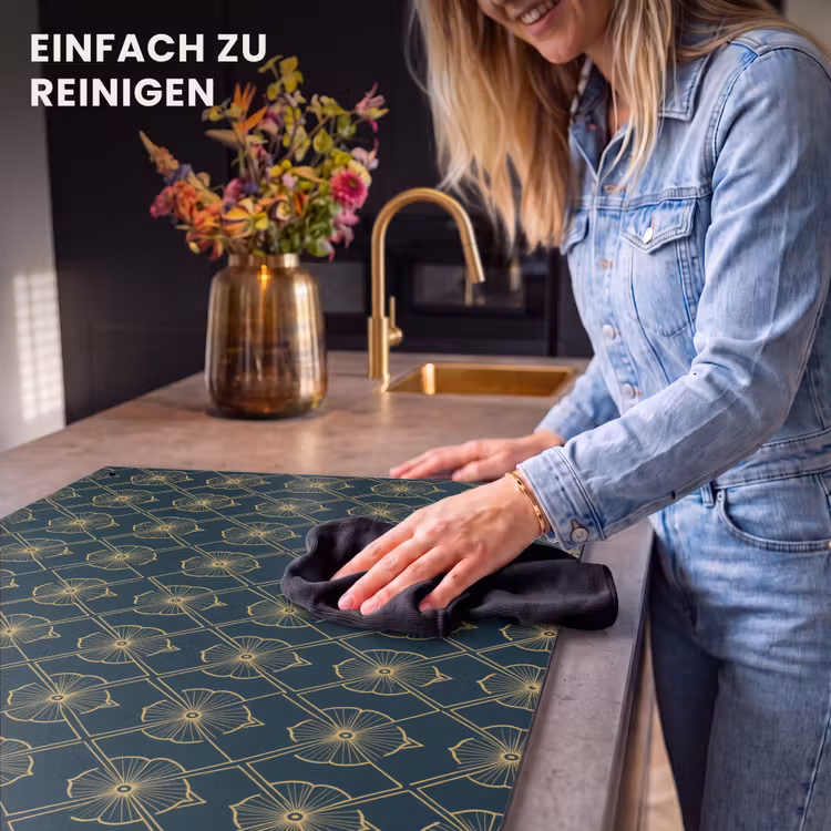 2-in-1 Herdabdeckplatte & Spritzschutz - Geometrisch - Elegant - Grün - Geometrisch - Elegant - Groen Inductie beschemer met haakjes klein 777