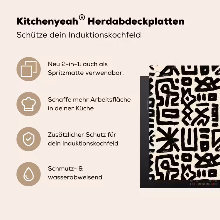 Geometrisch - Figuren - Zwart Inductie beschemer met haakjes klein 777 -ky-usp-de