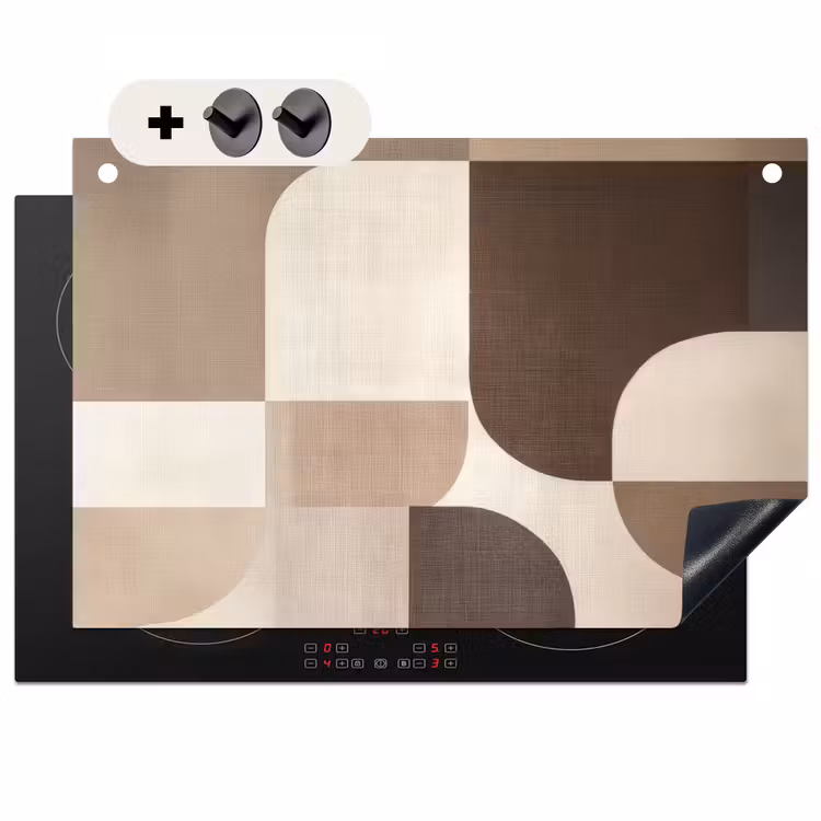 2-in-1 Herdabdeckplatte & Spritzschutz - Geometrisch - Gewebte Struktur - Modern - Geometrisch - Geweven structuur - Modern Inductie beschemer met haakjes klein