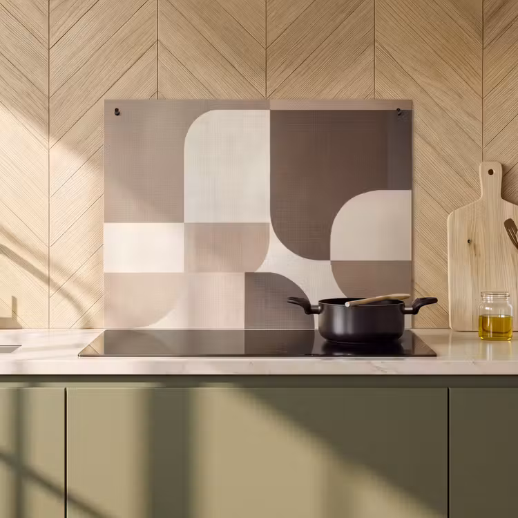 2-in-1 Herdabdeckplatte & Spritzschutz - Geometrisch - Gewebte Struktur - Modern - Geometrisch - Geweven structuur - Modern Inductie beschemer met haakjes klein