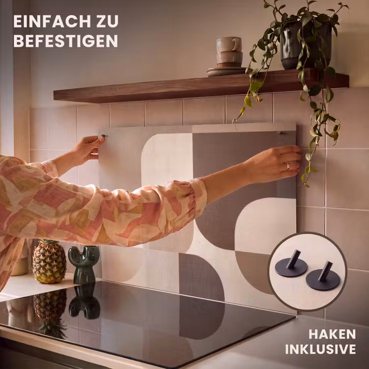 2-in-1 Herdabdeckplatte & Spritzschutz - Geometrisch - Gewebte Struktur - Modern - Geometrisch - Geweven structuur - Modern Inductie beschemer met haakjes klein