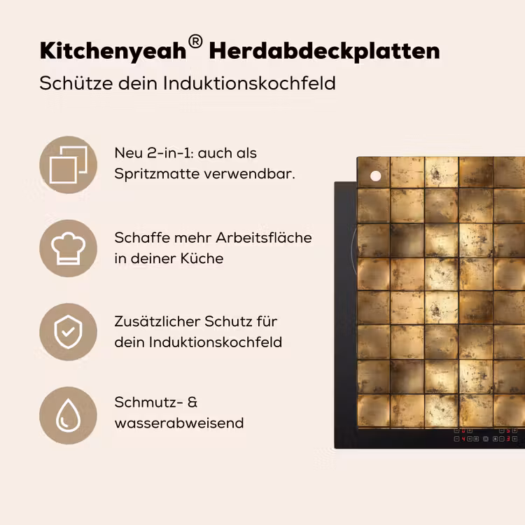 Geometrisch - Tegels - Goud Inductie beschemer met haakjes klein 777 -ky-usp-de