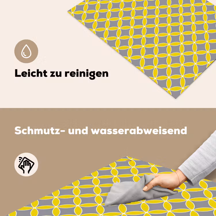 Geometrisch - Cirkels - Modern - Grijs - Geel Inductie beschemer met haakjes klein 777 -ky-schoon-de