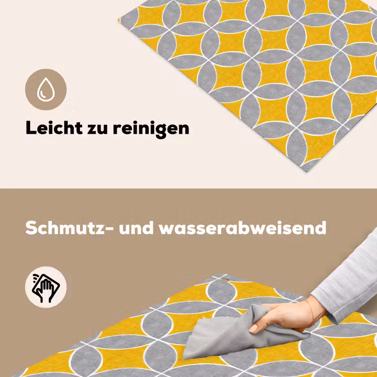 Geometrisch - Cirkels - Textuur - Grijs - Geel Inductie beschemer met haakjes klein 777 -ky-schoon-de