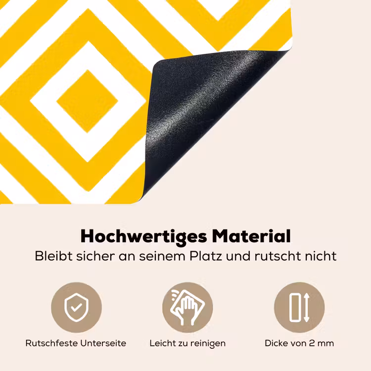 Geometrisch - Lijnen - Modern - Geel - Wit Inductie beschemer met haakjes klein 777 -ky-onderkant-de