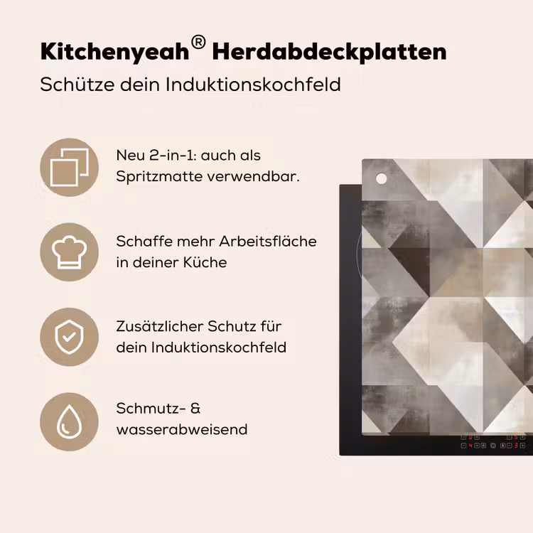 Geometrisch - Motief - Aardetinten Inductie beschemer met haakjes klein 777 -ky-usp-de