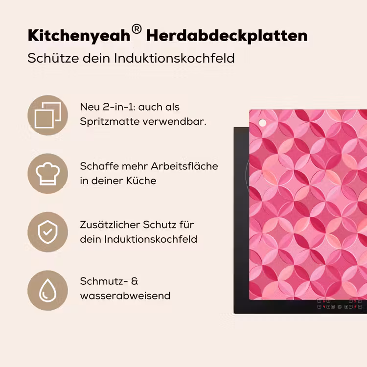 Geometrisch - Mozaïek - Modern - Roze Inductie beschemer met haakjes klein 777 -ky-usp-de