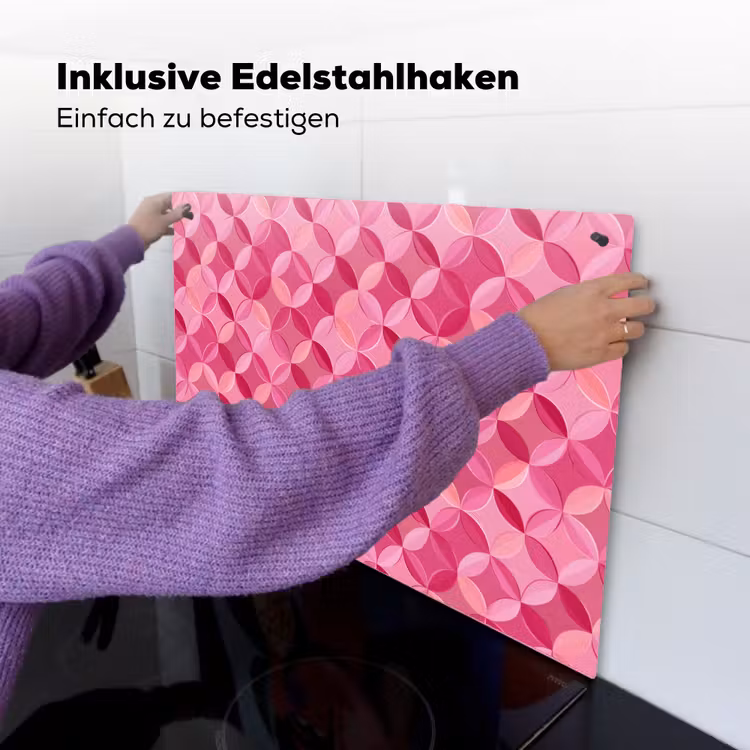 Geometrisch - Mozaïek - Modern - Roze Inductie beschemer met haakjes klein 777 -ky-ophangen-de
