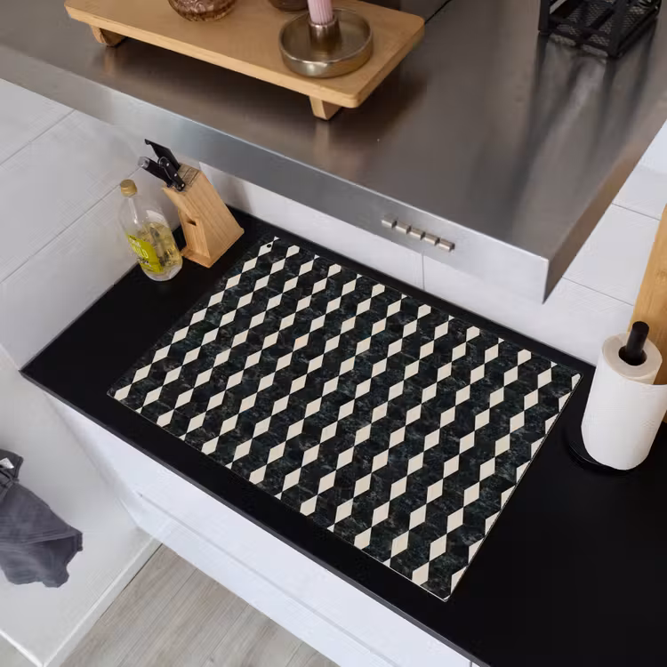 Geometrisch - Patroon - Marmer - Groen Inductie beschemer met haakjes klein 777 -sfeer1