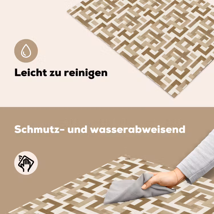 Geometrisch - Retro - Bruin Inductie beschemer met haakjes klein 777 -ky-schoon-de
