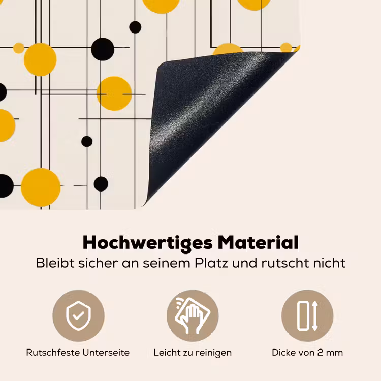 Geometrisch - Retro - Lijnen - Okergeel - Zwart Inductie beschemer met haakjes klein 777 -ky-onderkant-de