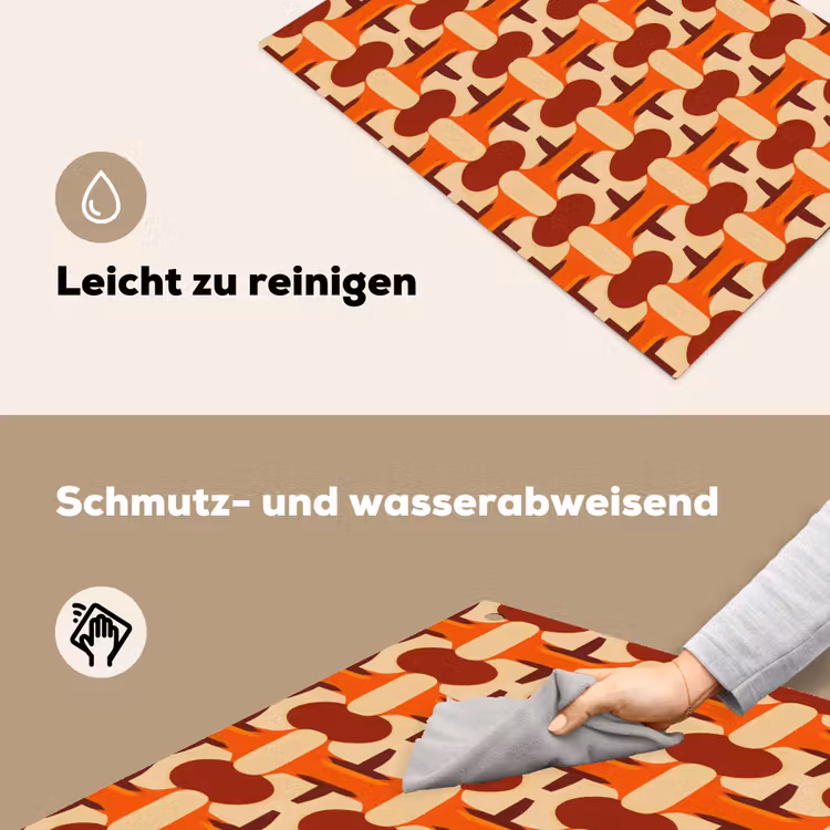 Geometrisch - Retro - Oranje Inductie beschemer met haakjes klein 777 -ky-schoon-de