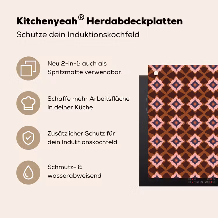 Geometrisch - Sierlijk - Bruin Inductie beschemer met haakjes klein 777 -ky-usp-de