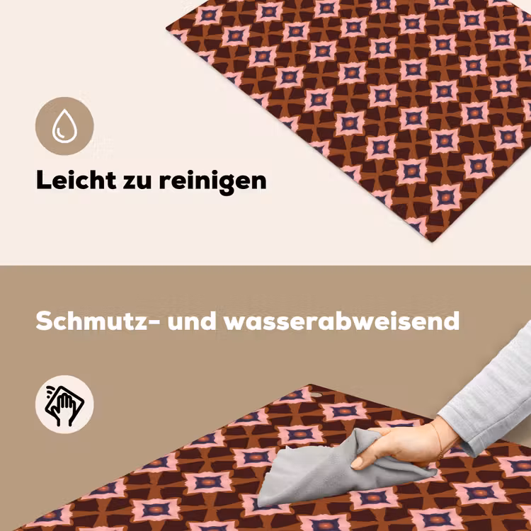 Geometrisch - Sierlijk - Bruin Inductie beschemer met haakjes klein 777 -ky-schoon-de