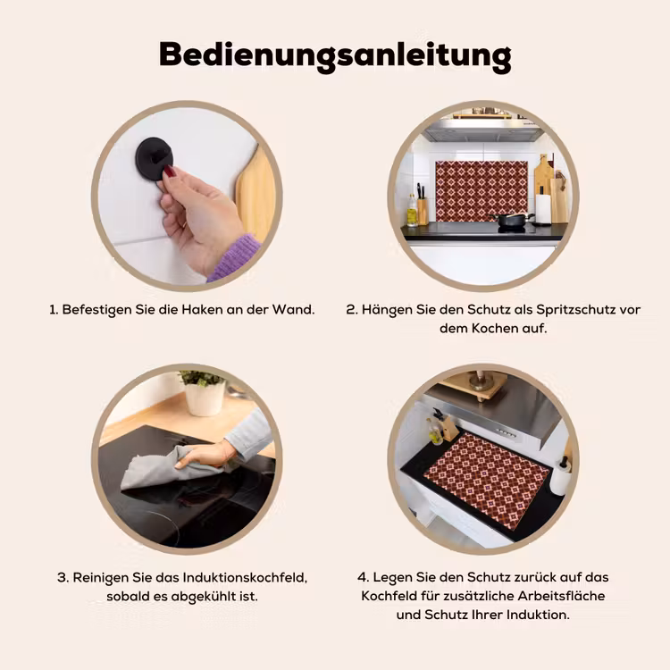 Geometrisch - Sierlijk - Bruin Inductie beschemer met haakjes klein 777 -ky-gebruik-de