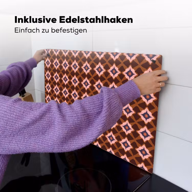 Geometrisch - Sierlijk - Bruin Inductie beschemer met haakjes klein 777 -ky-ophangen-de