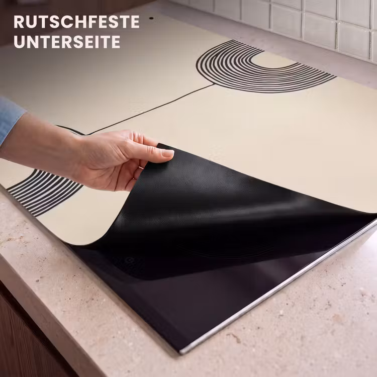 2-in-1 Herdabdeckplatte & Spritzschutz - Geometrische Bögen - Minimalistisch - Symmetrisch - Geometrische bogen - Minimalistisch - Symmetrisch Inductie beschemer met haakjes klein