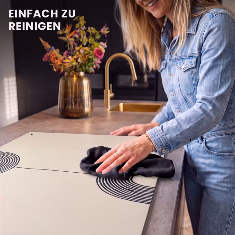 2-in-1 Herdabdeckplatte & Spritzschutz - Geometrische Bögen - Minimalistisch - Symmetrisch - Geometrische bogen - Minimalistisch - Symmetrisch Inductie beschemer met haakjes klein