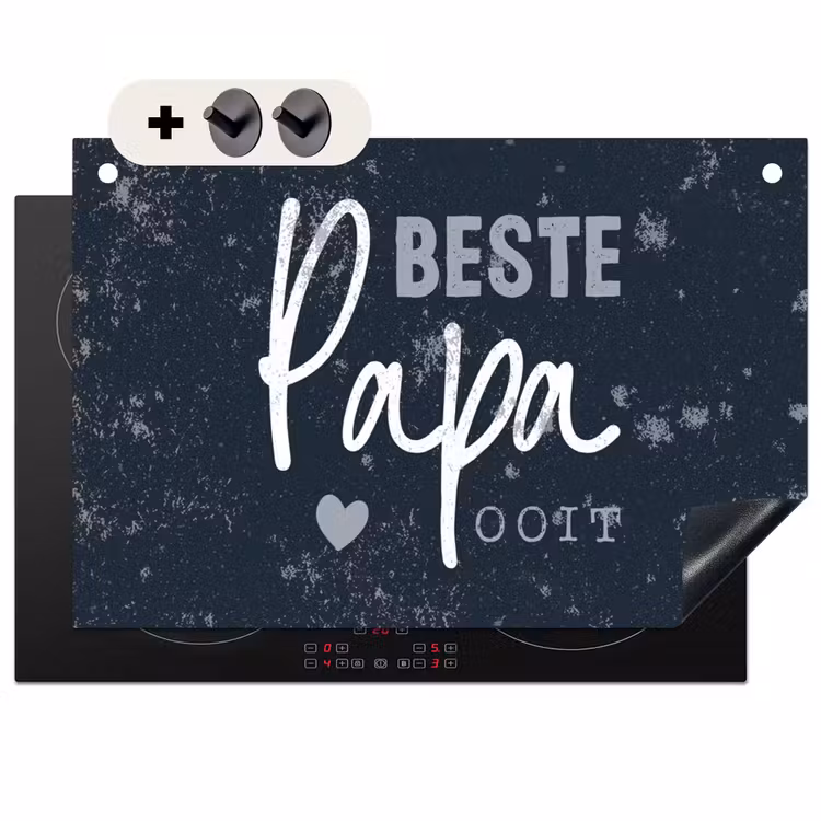 2-in-1 Herdabdeckplatte & Spritzschutz - Geschenk für Mann - Zitat - Vatertag - Bester Vater aller Zeiten - Sprichwörter - Cadeau voor man - Quote - Vaderdag - Beste papa ooit - Spreuken Inductie beschemer met haakjes klein