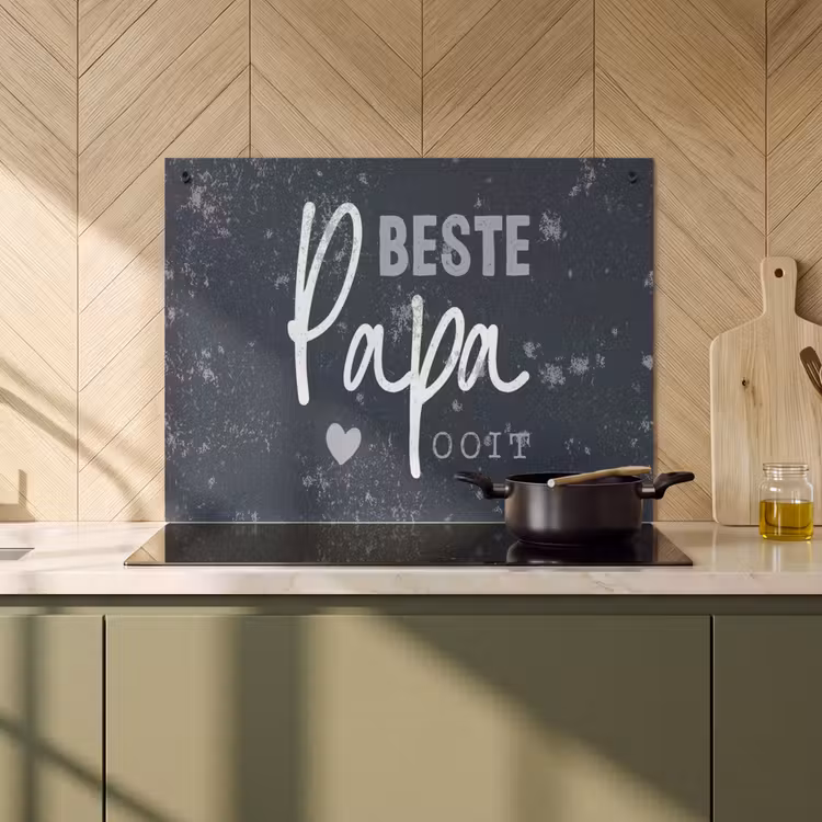 2-in-1 Herdabdeckplatte & Spritzschutz - Geschenk für Mann - Zitat - Vatertag - Bester Vater aller Zeiten - Sprichwörter - Cadeau voor man - Quote - Vaderdag - Beste papa ooit - Spreuken Inductie beschemer met haakjes klein