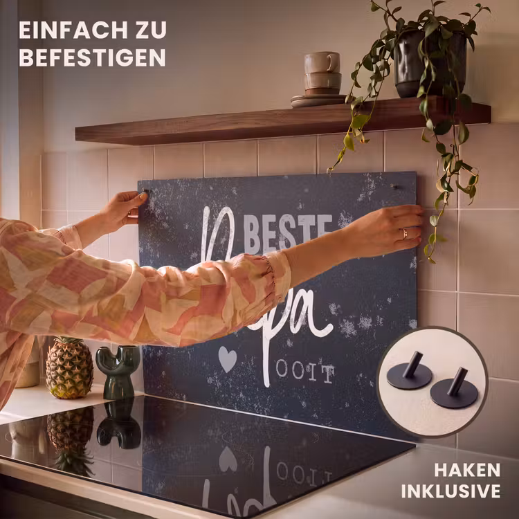 2-in-1 Herdabdeckplatte & Spritzschutz - Geschenk für Mann - Zitat - Vatertag - Bester Vater aller Zeiten - Sprichwörter - Cadeau voor man - Quote - Vaderdag - Beste papa ooit - Spreuken Inductie beschemer met haakjes klein