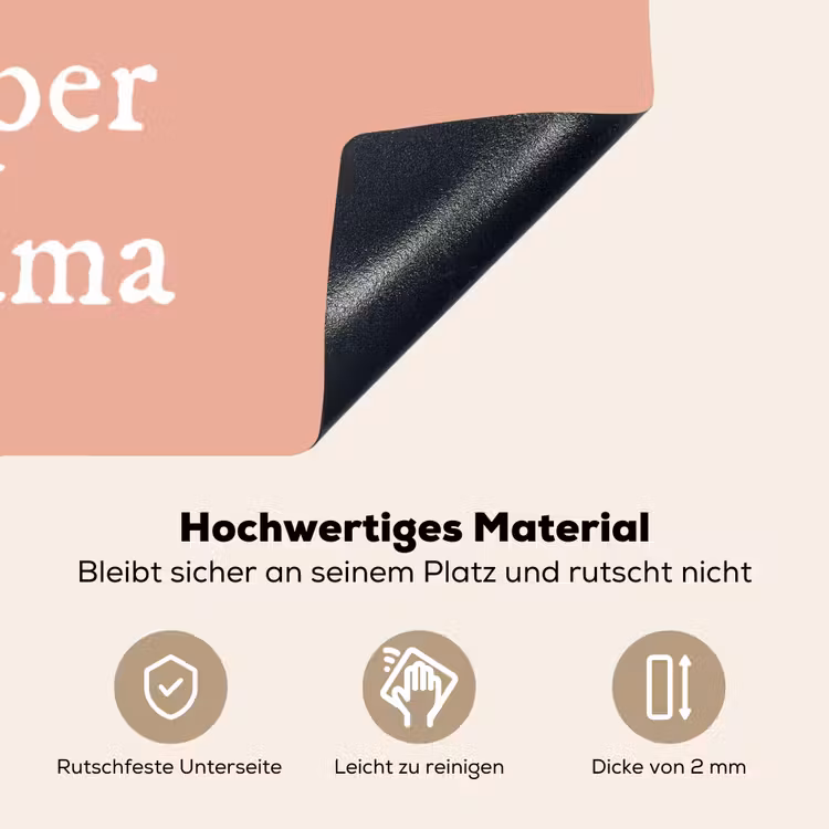 2-in-1 Herdabdeckplatte & Spritzschutz - Geschenk zum Muttertag super mum hellrosa/weiß - Presentje voor Moederdag super mama lichtroze/wit Inductie beschemer met haakjes klein
