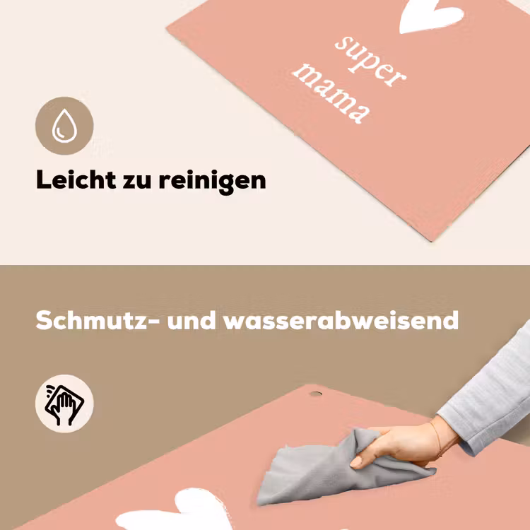 2-in-1 Herdabdeckplatte & Spritzschutz - Geschenk zum Muttertag super mum hellrosa/weiß - Presentje voor Moederdag super mama lichtroze/wit Inductie beschemer met haakjes klein