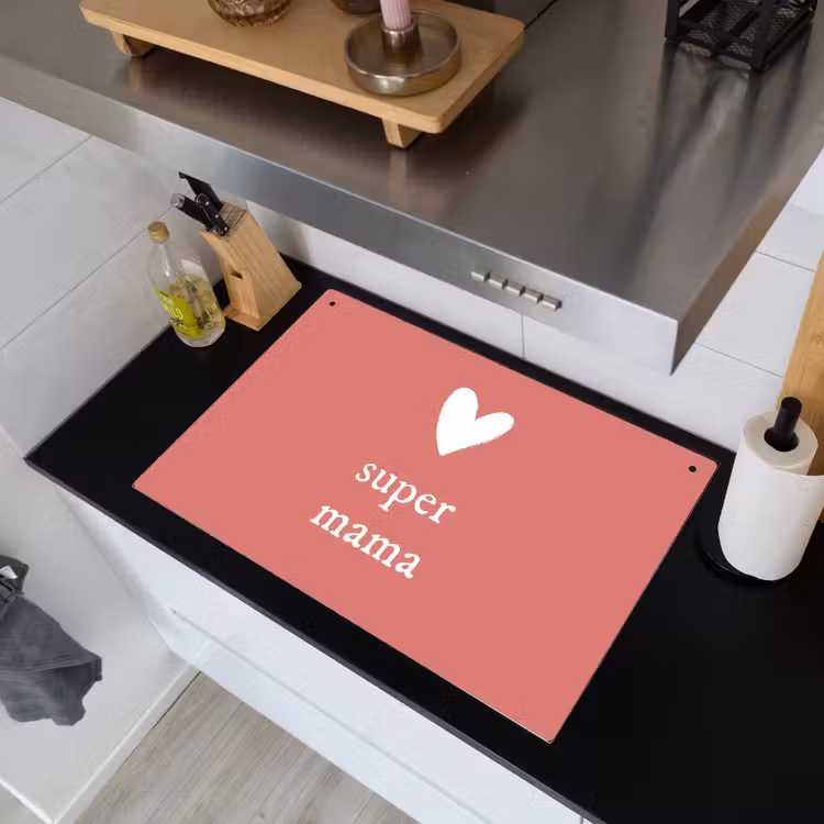 2-in-1 Herdabdeckplatte & Spritzschutz - Geschenk zum Muttertag super mum rosa/weiß - Presentje voor Moederdag super mama roze/wit Inductie beschemer met haakjes klein
