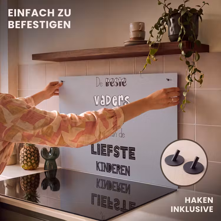 2-in-1 Herdabdeckplatte & Spritzschutz - Geschenk zum Vatertag - Vater - Sprichwörter - Die besten Väter - Zitat - Vaderdag geschenk - Vader - Spreuken - De beste vaders - Quote Inductie beschemer met haakjes klein