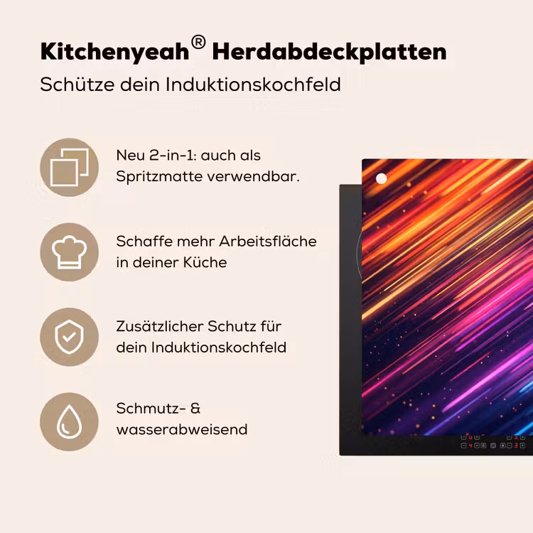 Snelheid - Kosmos - Kleurrijk Inductie beschemer met haakjes klein -ky-usp-de