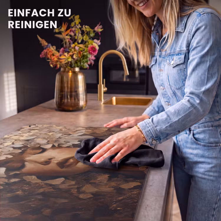 2-in-1 Herdabdeckplatte & Spritzschutz - Gesicht - Dame - Blätter - Pinselstriche — 5