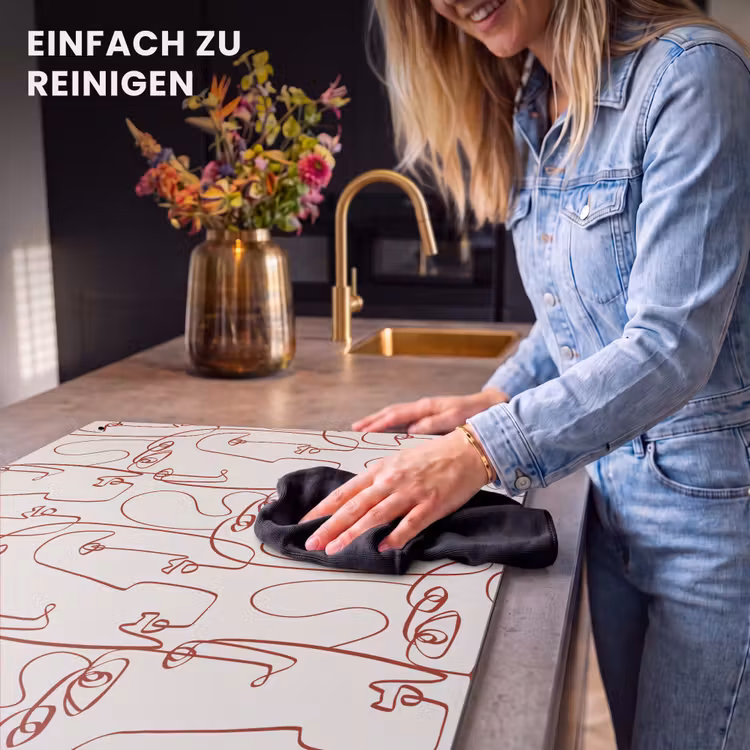 2-in-1 Herdabdeckplatte & Spritzschutz - Gesichter - Abstrakt - Rot - Beige - Gezichten - Abstract - Rood - Beige Inductie beschemer met haakjes klein 777