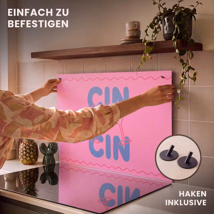 Drank - Glazen - Proost - Modern - Roze Inductie beschemer met haakjes klein -ky-ophangen-de
