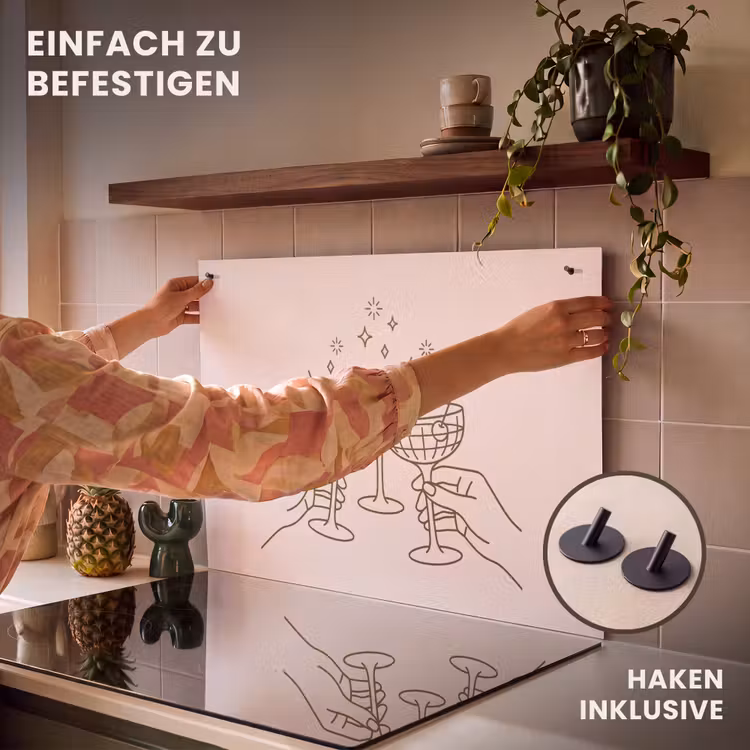 Drankjes - Feest - Proosten - Minimalistisch - Groen Inductie beschemer met haakjes klein -ky-ophangen-de