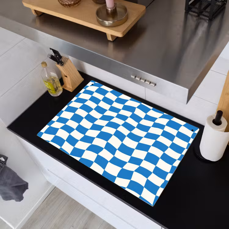Golvend - Patroon - Blauw Inductie beschemer met haakjes klein 777 -sfeer1