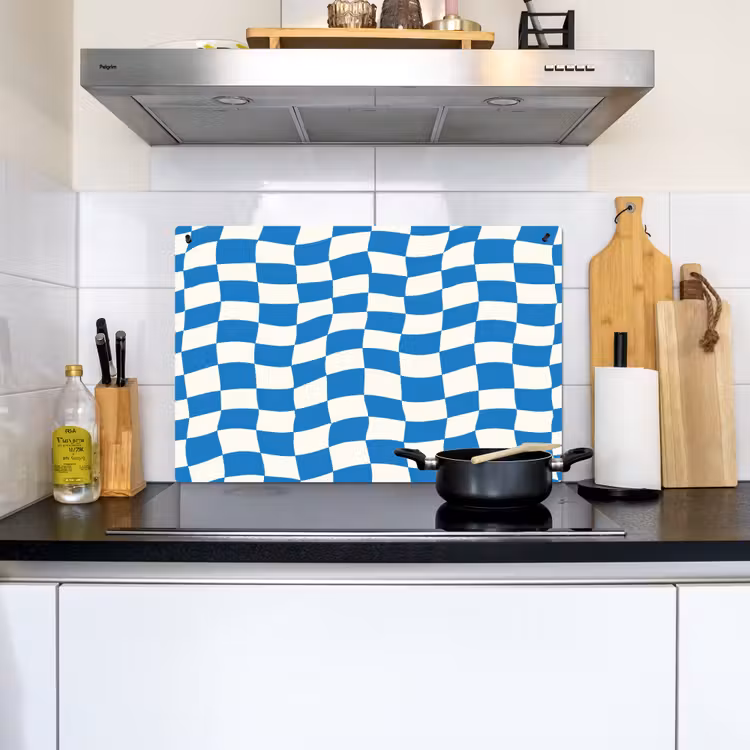 Golvend - Patroon - Blauw Inductie beschemer met haakjes klein 777 -sfeer2