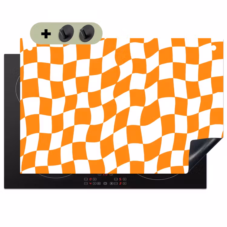 Golvend - Patroon - Oranje Inductie beschemer met haakjes klein 777 -3d