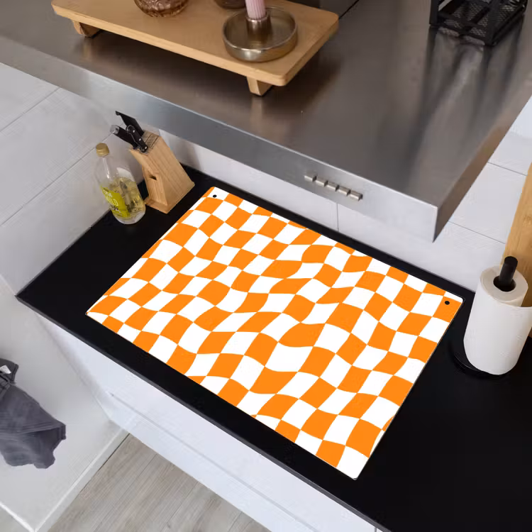 Golvend - Patroon - Oranje Inductie beschemer met haakjes klein 777 -sfeer1