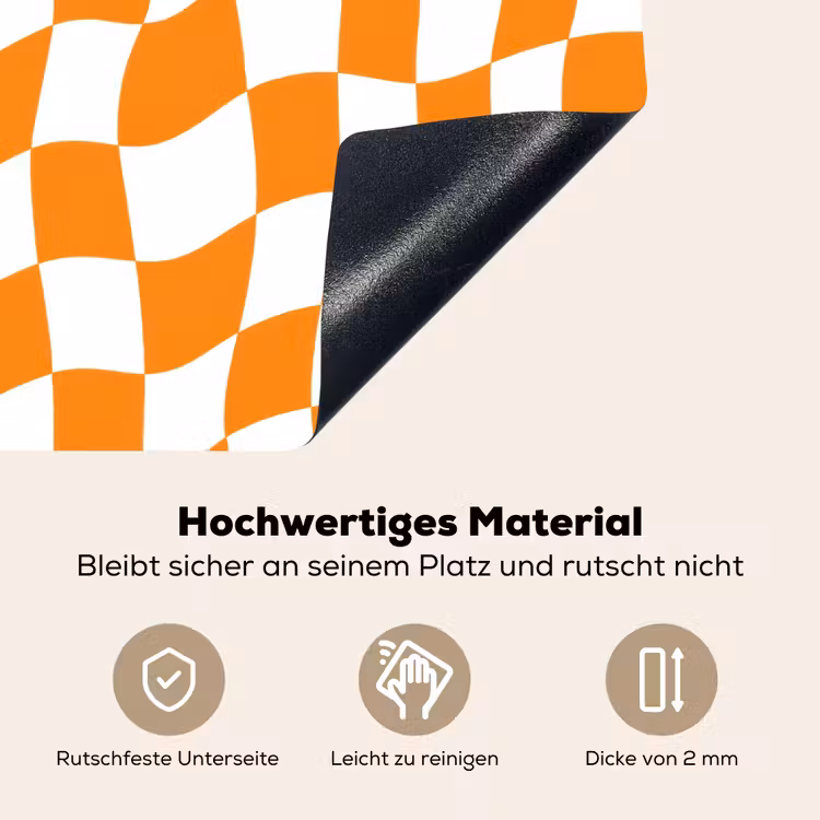 Golvend - Patroon - Oranje Inductie beschemer met haakjes klein 777 -ky-onderkant-de